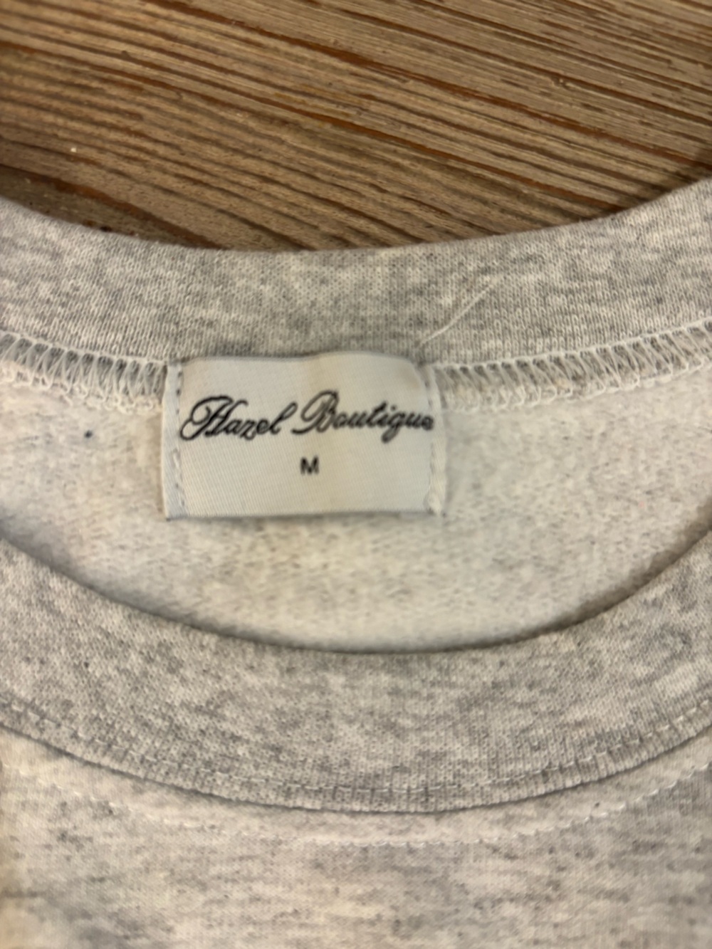 Hazel Boutique Light Gray Crewneck Sweatshirt with Rhinestone Butterfly - medium - Picture 4 of 4